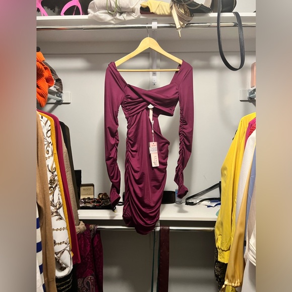 OhPolly - sweet nothings long sleeve mini dress in purple - Picture 4 of 4